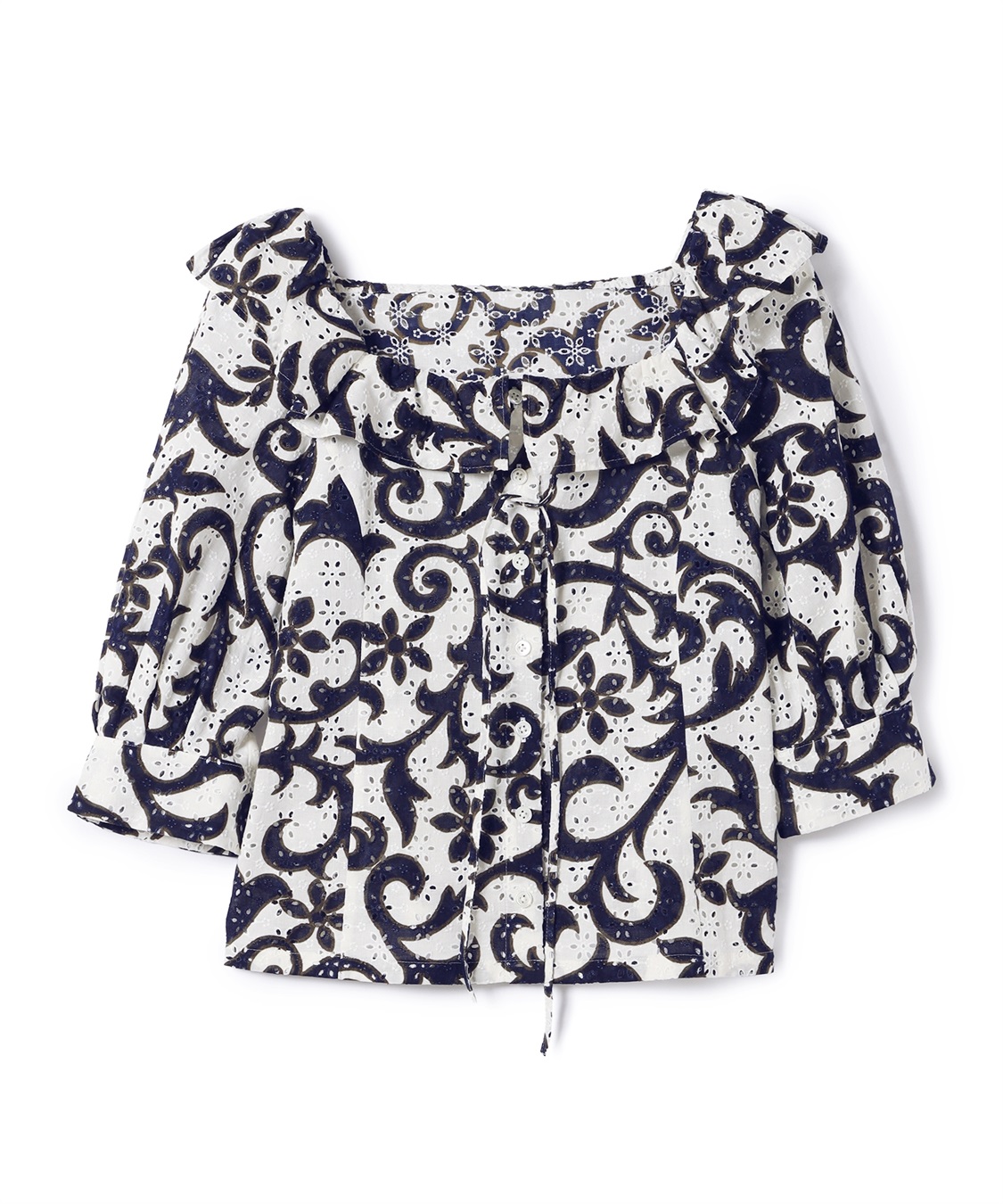 49AV JUNKO SHIMADA カットワークレース×フラワープリント柄ブラウス_variation_1