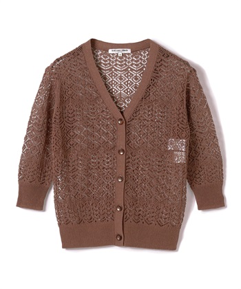 コットンナイロンコードレースカーディガン(ブラウン-9号)
