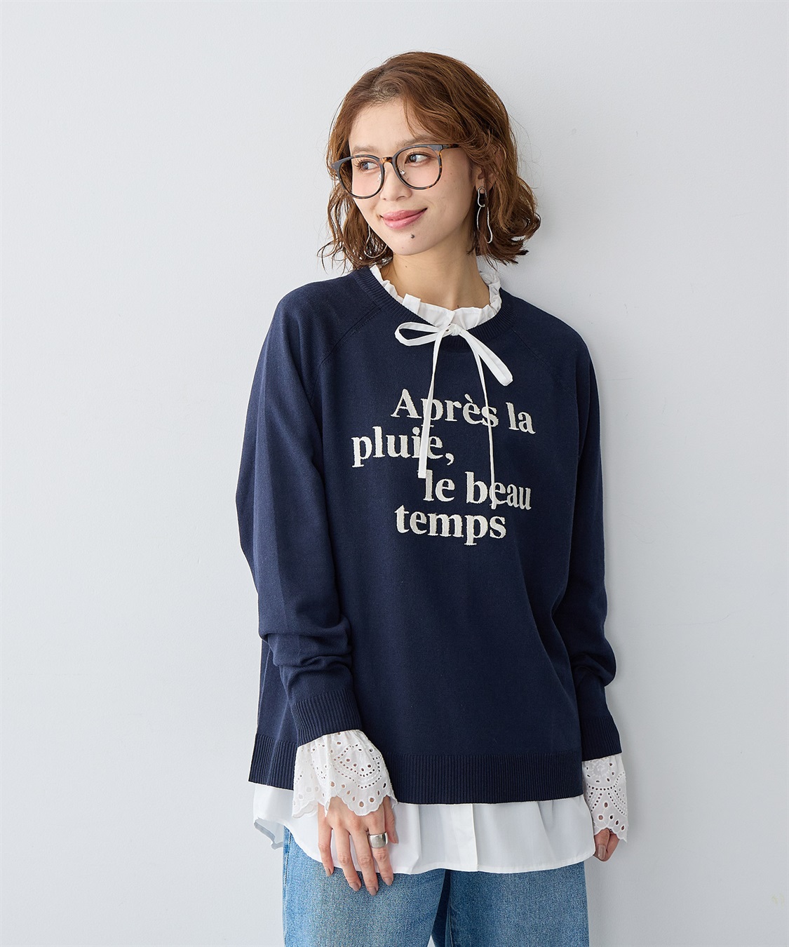 anyfee 【anyfee/大きいサイズ】ロゴ刺繍ニットロンT_main