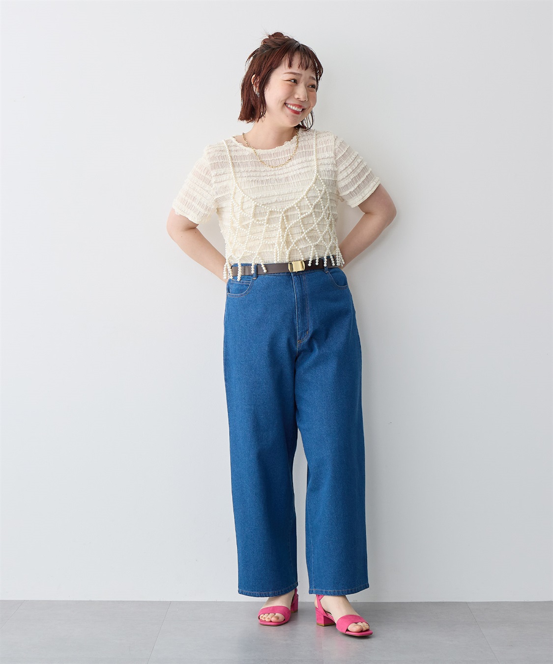 anyfee 【anyfee/プラスサイズ】デニムワイドパンツ_main