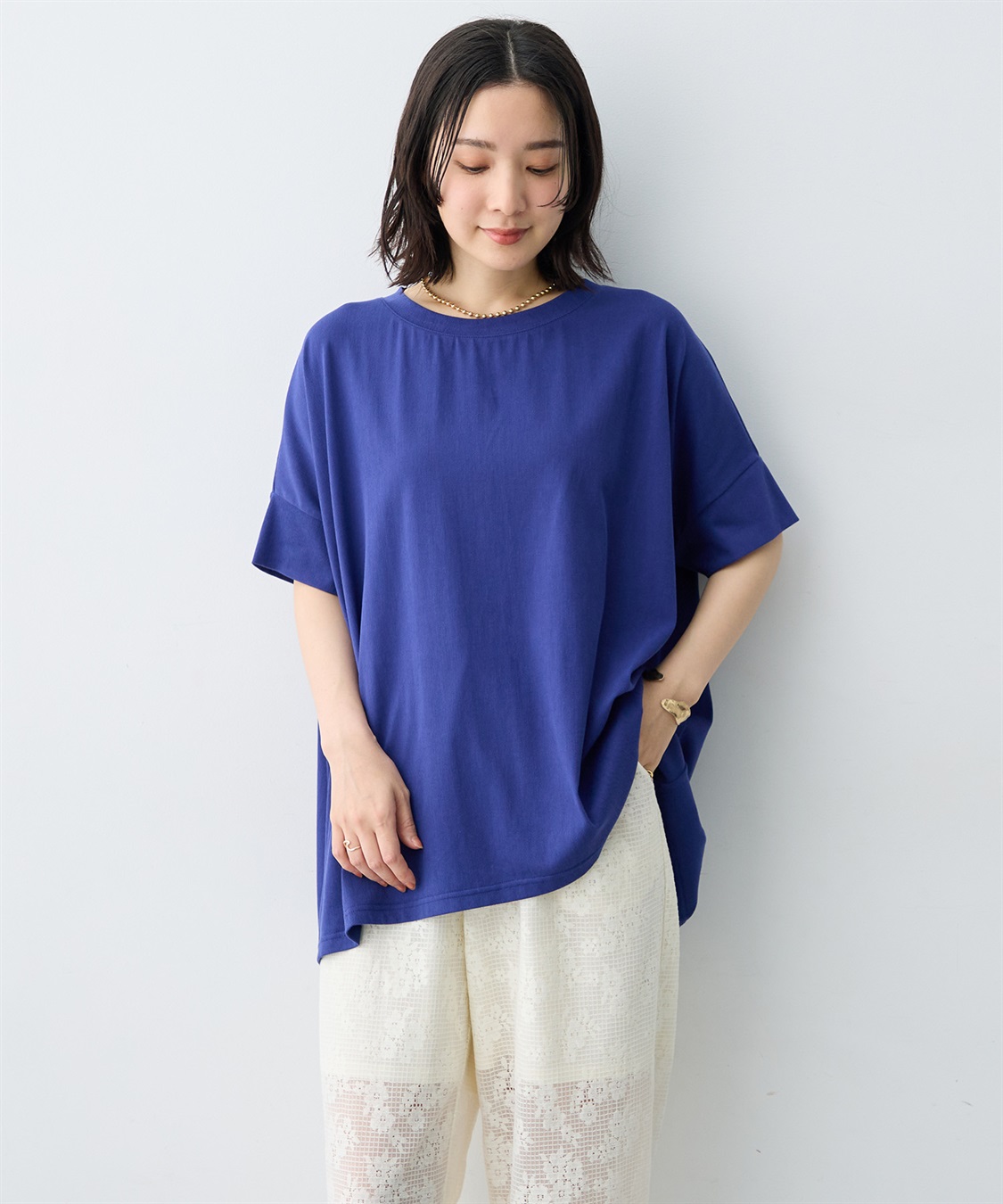 anyfee 【anyfee/大きいサイズ】着てサラバックタックフレアTシャツ/チュニック《接触冷感・UVカット》_main