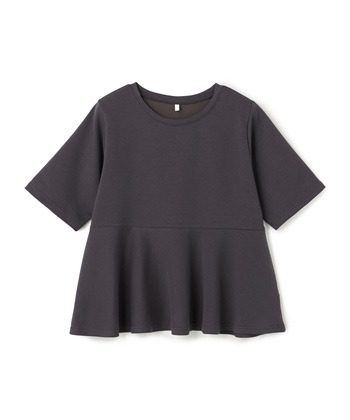 anyfee 【anyfee/大きいサイズ】着てサラなめらかポンチ素材ペプラムトップス/半袖Tシャツ《接触冷感・吸水速乾・UV対策》_variationthumb_1