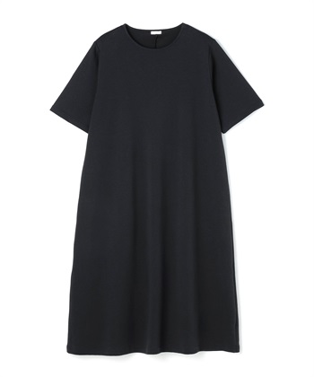 【anyfee/大きいサイズ】着てサラなめらかポンチ素材Aラインワンピース/半袖Tシャツワンピース《接触冷感・吸水速乾・UV対策》(ブラック-LL)