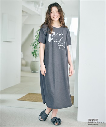 【PEANUTS/ピーナッツ】SNOOPY/スヌーピーパイルリブルームウェアワンピース（上下別売り）（2026SS）(グレー-M)