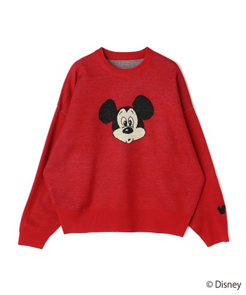 【Disney/ディズニー】Mickey Mouse/ミッキーマウス/ジャガードニットプルオーバー《新色追加》(レッド-M)