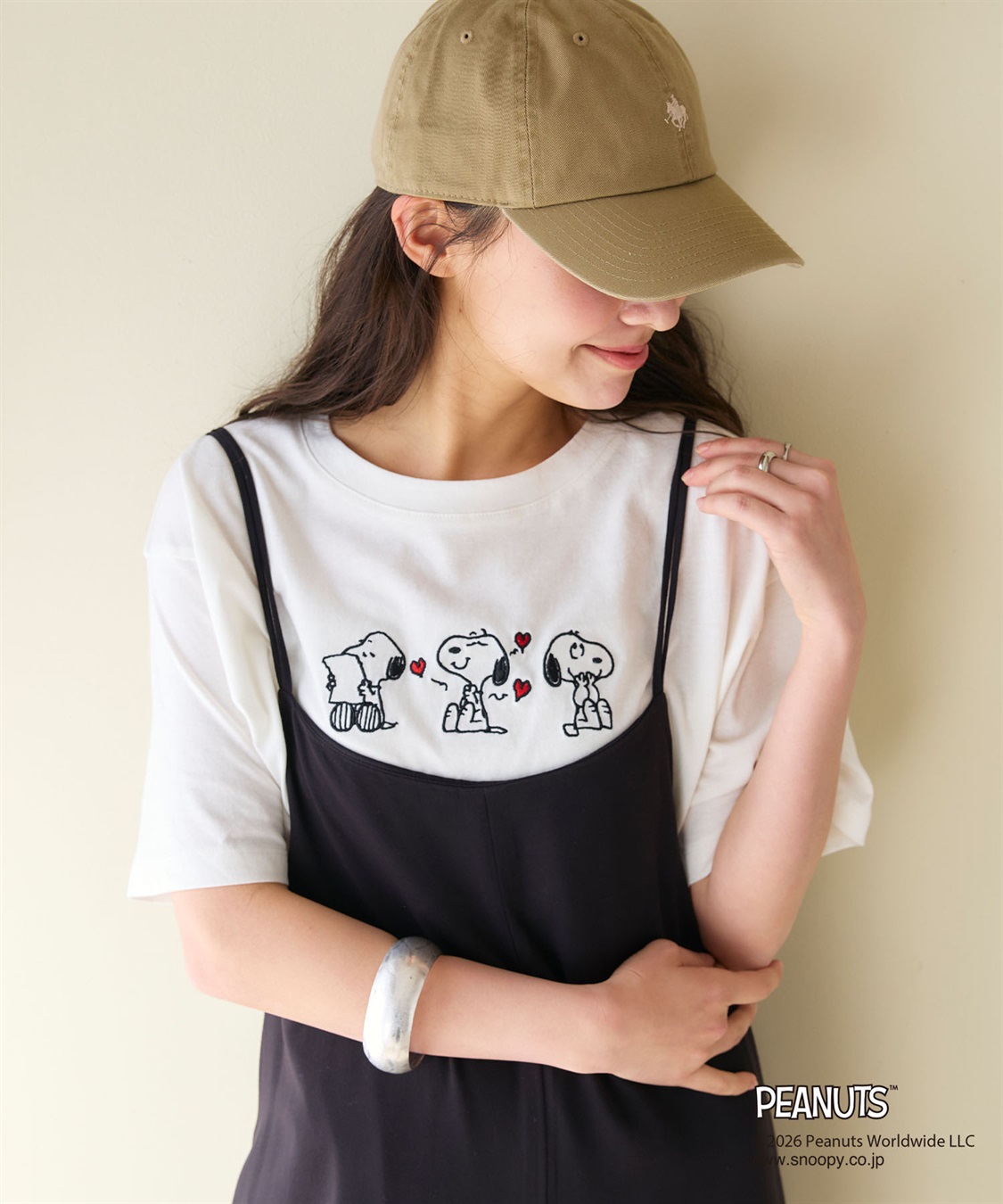 chara station 【PEANUTS/ピーナッツ】SNOOPY/スヌーピー3パターンフロントデザイン刺繍Tシャツ_variation_2