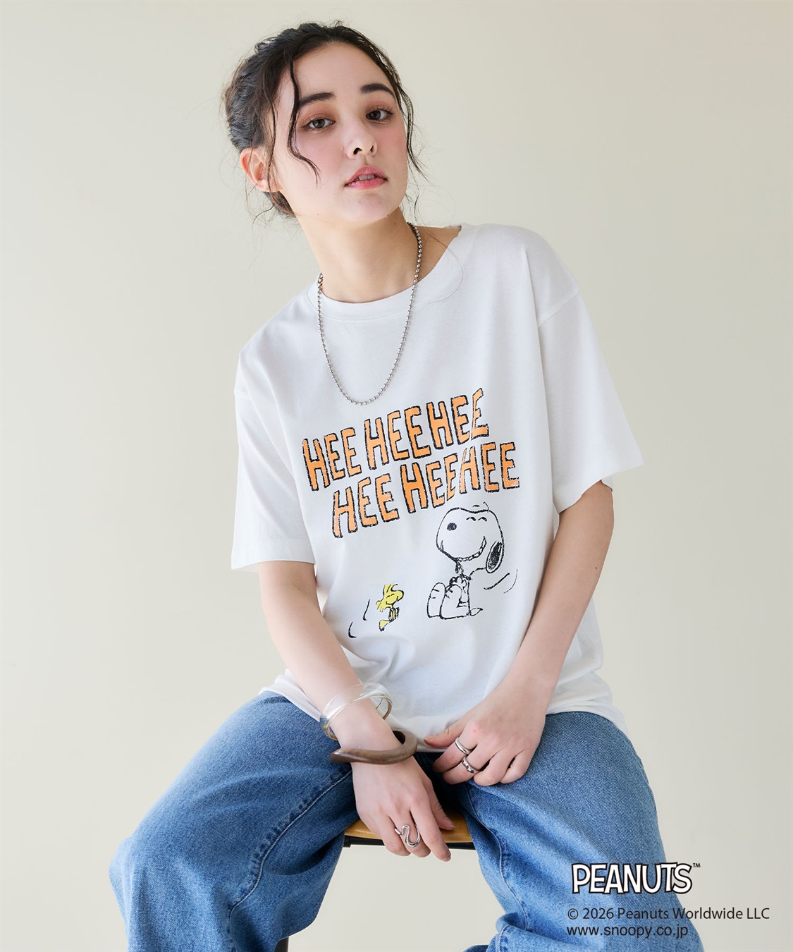 chara station 【PEANUTS/ピーナッツ】スヌーピー/SNOOPYヴィンテージ風カスレプリント半袖Tシャツ_main