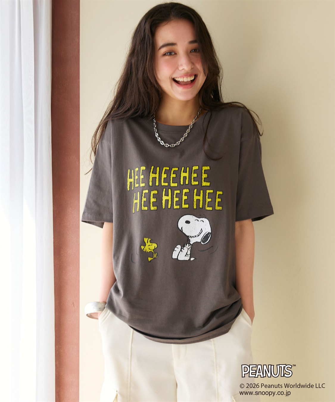 chara station 【PEANUTS/ピーナッツ】スヌーピー/SNOOPYヴィンテージ風カスレプリント半袖Tシャツ_variation_1
