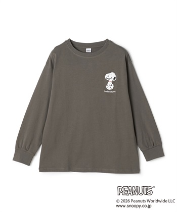 【PEANUTS/ピーナッツ】スヌーピー/SNOOPY サガラ刺繍ロンT◆別注◆(グレー-M)