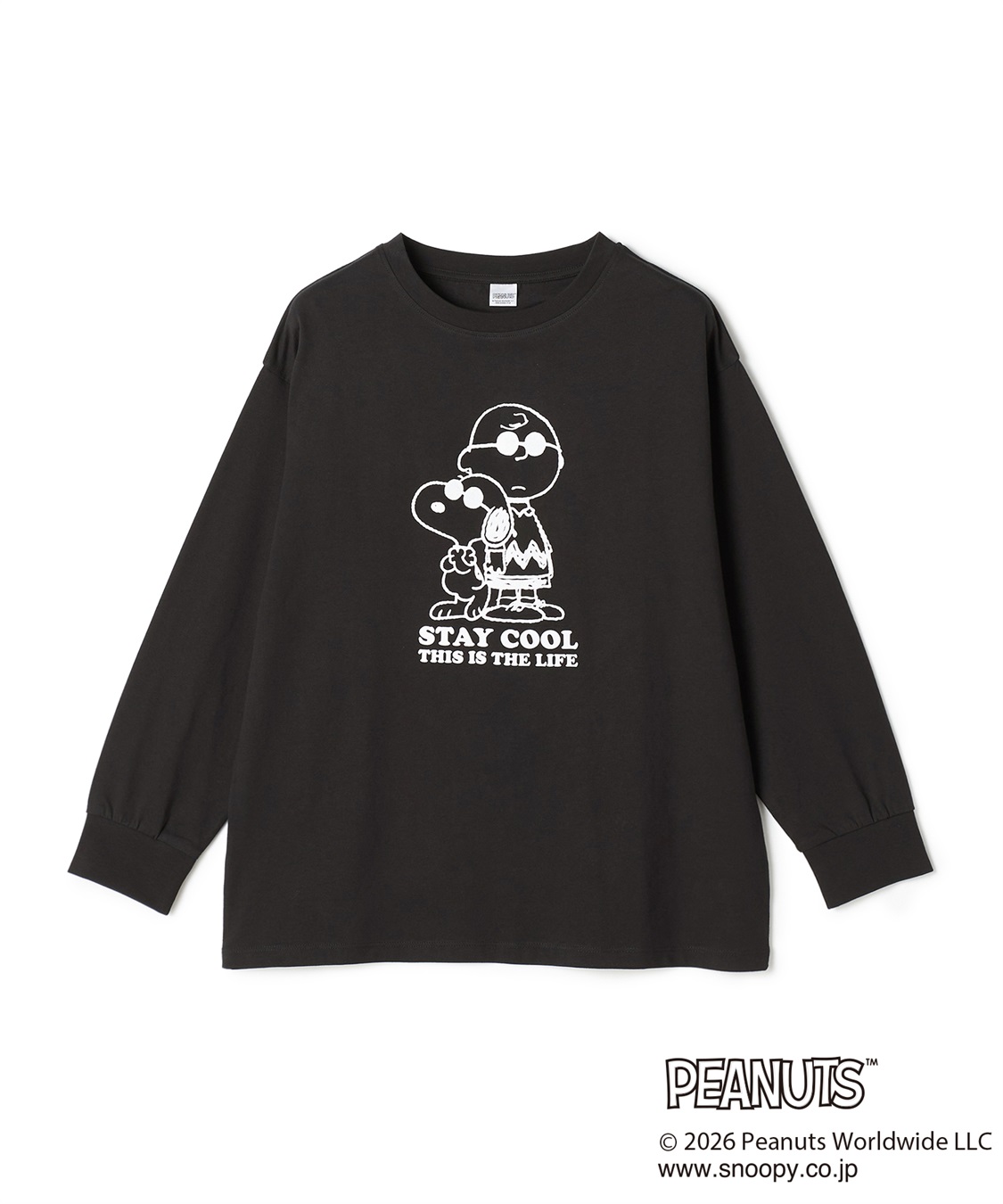 chara station 【PEANUTS/ピーナッツ】SNOOPY/スヌーピー＆ウッドストックフロッキープリントロンT◆別注◆_variation_1