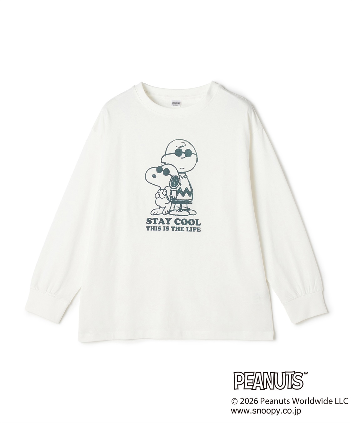 chara station 【PEANUTS/ピーナッツ】SNOOPY/スヌーピー＆ウッドストックフロッキープリントロンT◆別注◆_variation_2