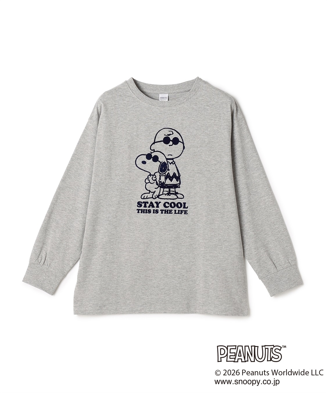 chara station 【PEANUTS/ピーナッツ】SNOOPY/スヌーピー＆ウッドストックフロッキープリントロンT◆別注◆_variation_3