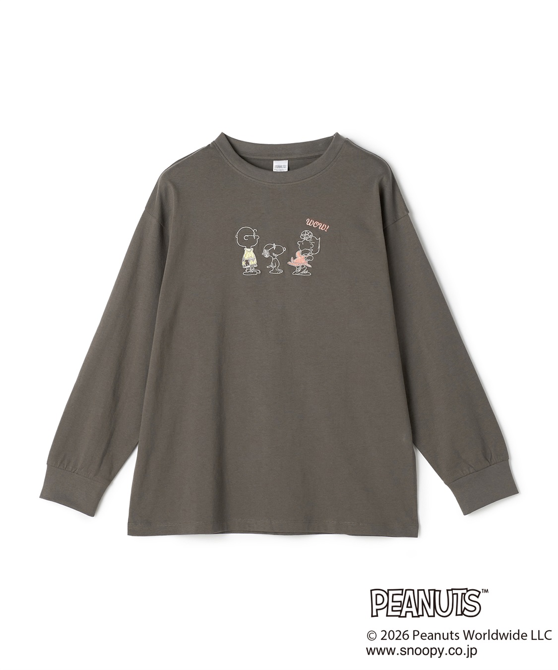 chara station 【PEANUTS/ピーナッツ】SNOOPY/スヌーピーフロント刺繍デザインロンT◆別注◆_variation_1