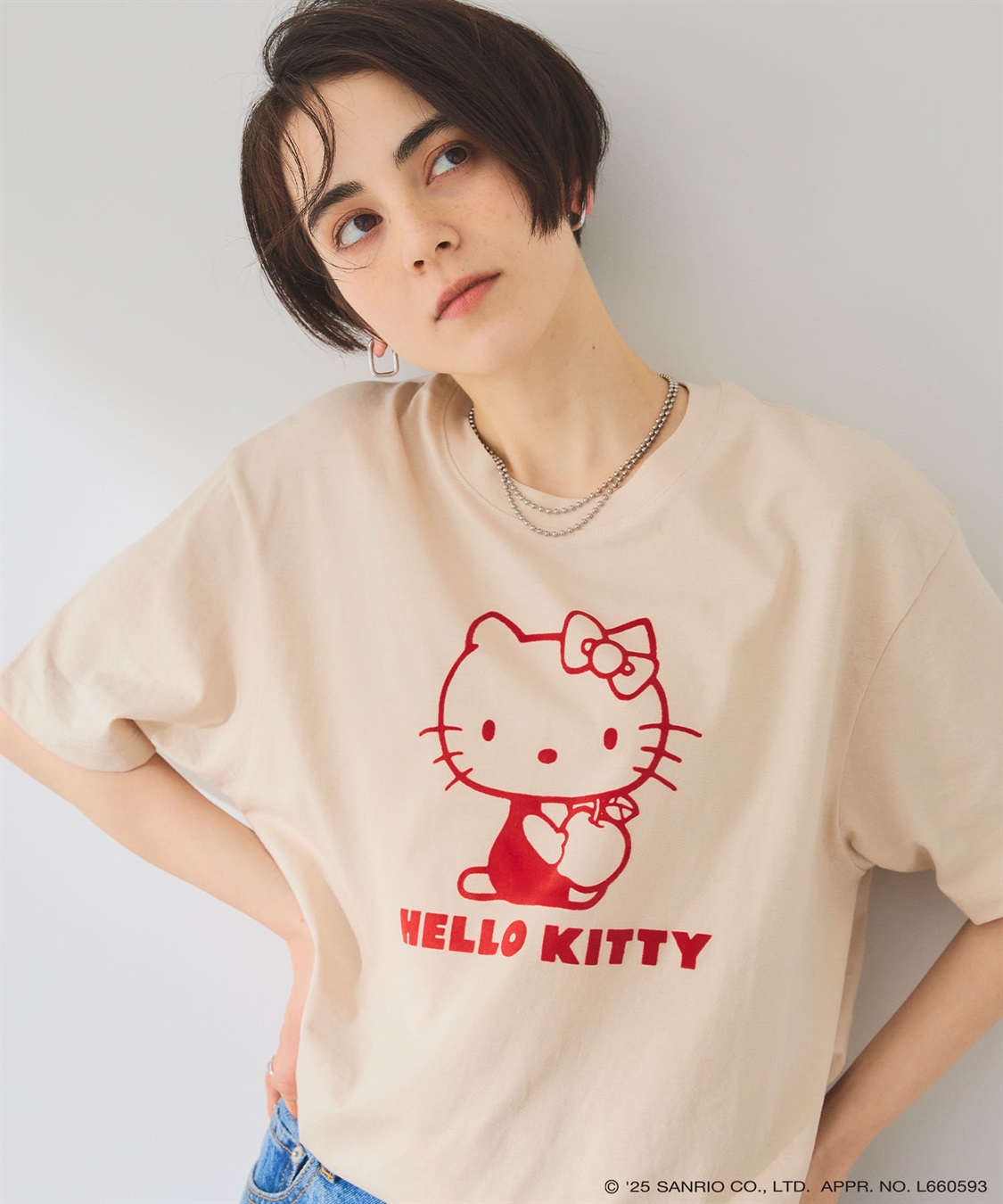 chara station 【sanrio characters】HELLO KITTY/ハローキティ フロッキープリント半袖Ｔシャツ《サンリオキャラクターズ》_main