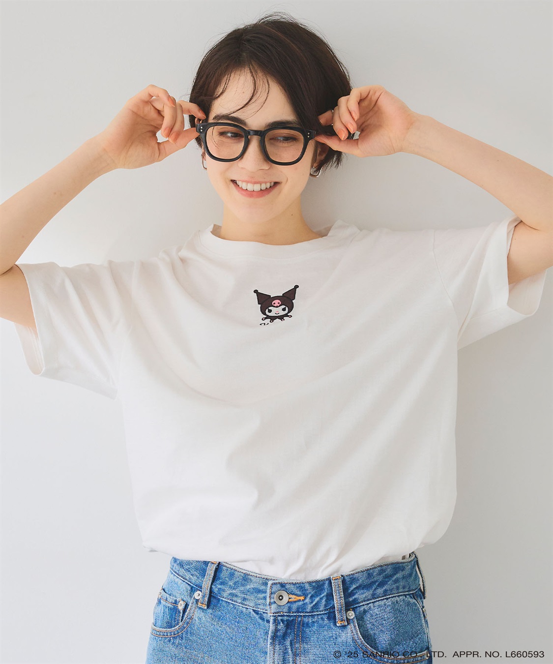 chara station 【sanrio characters】KUROMI/クロミ刺繍デザイン半袖Tシャツ《サンリオキャラクターズ》_main