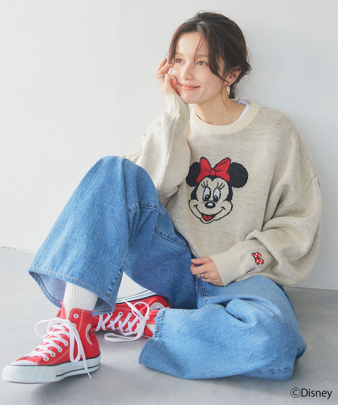chara station 【Disney/ディズニー】Minnie Mouse/ミニーマウス/ジャガードニットプルオーバー_main