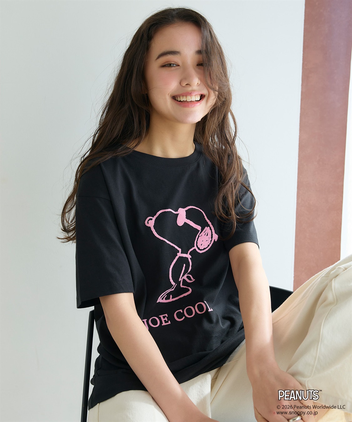 chara station 【PEANUTS/ピーナッツ】SNOOPY/スヌーピー「JOE COOL」フロッキープリントTシャツ_variation_1