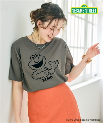 chara station 【セサミストリート/SESAME STREET】エルモ/ELMOフロッキープリント半袖Tシャツ_variationthumb_1