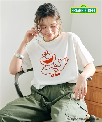 chara station 【セサミストリート/SESAME STREET】エルモ/ELMOフロッキープリント半袖Tシャツ_variationthumb_2