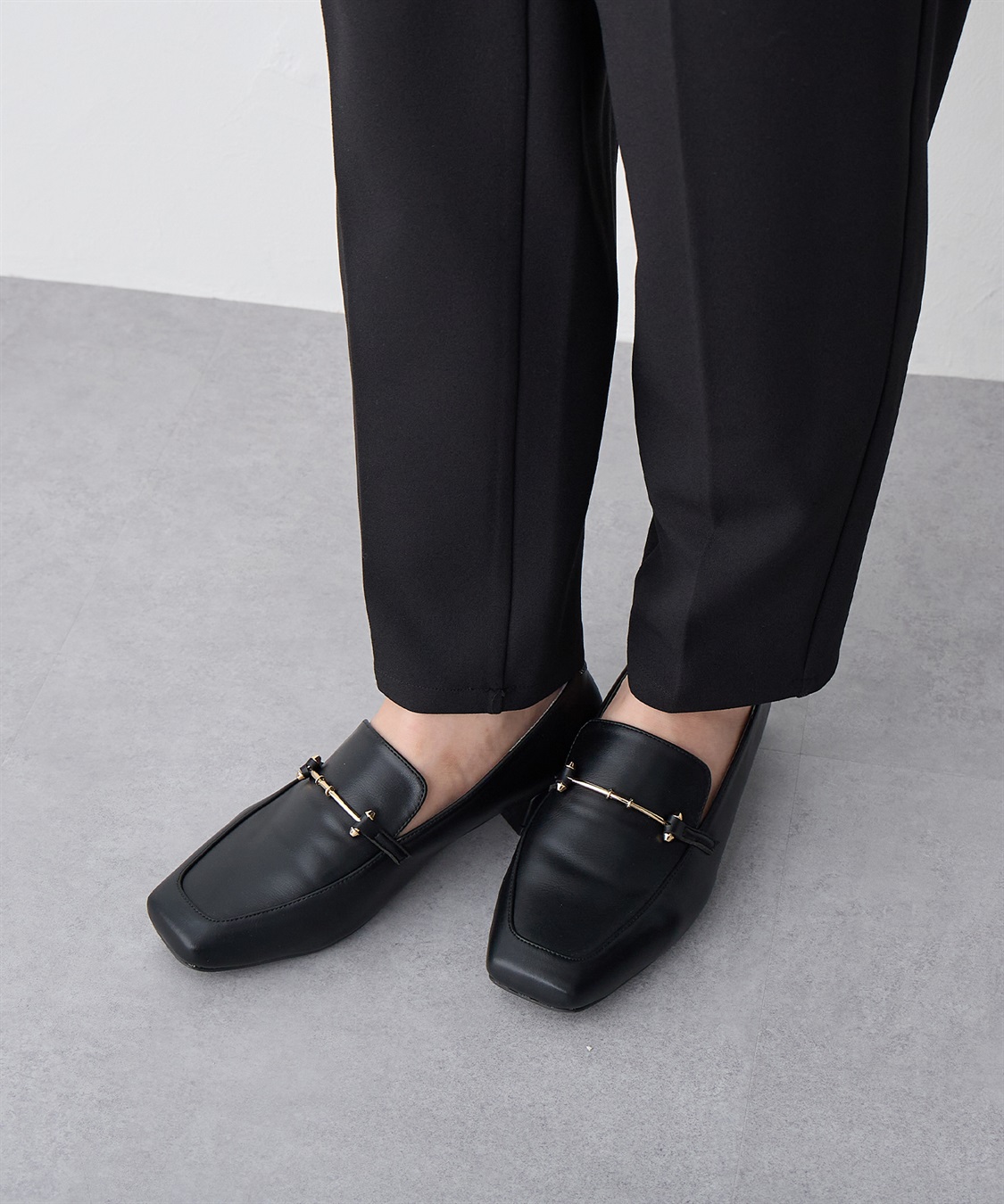 anyfee 【anyfee/プラスサイズ】スクエアビットローファー（4E・甲高・幅広）《la farfa SHOES/ラファーファシューズ》_main