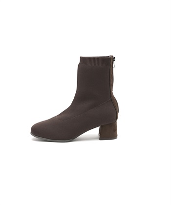 【anyfee/プラスサイズ】5cmヒールソックスブーツ（4E・甲高・幅広）《la farfa SHOES/ラファーファシューズ》(ダークブラウン-24.5cm)
