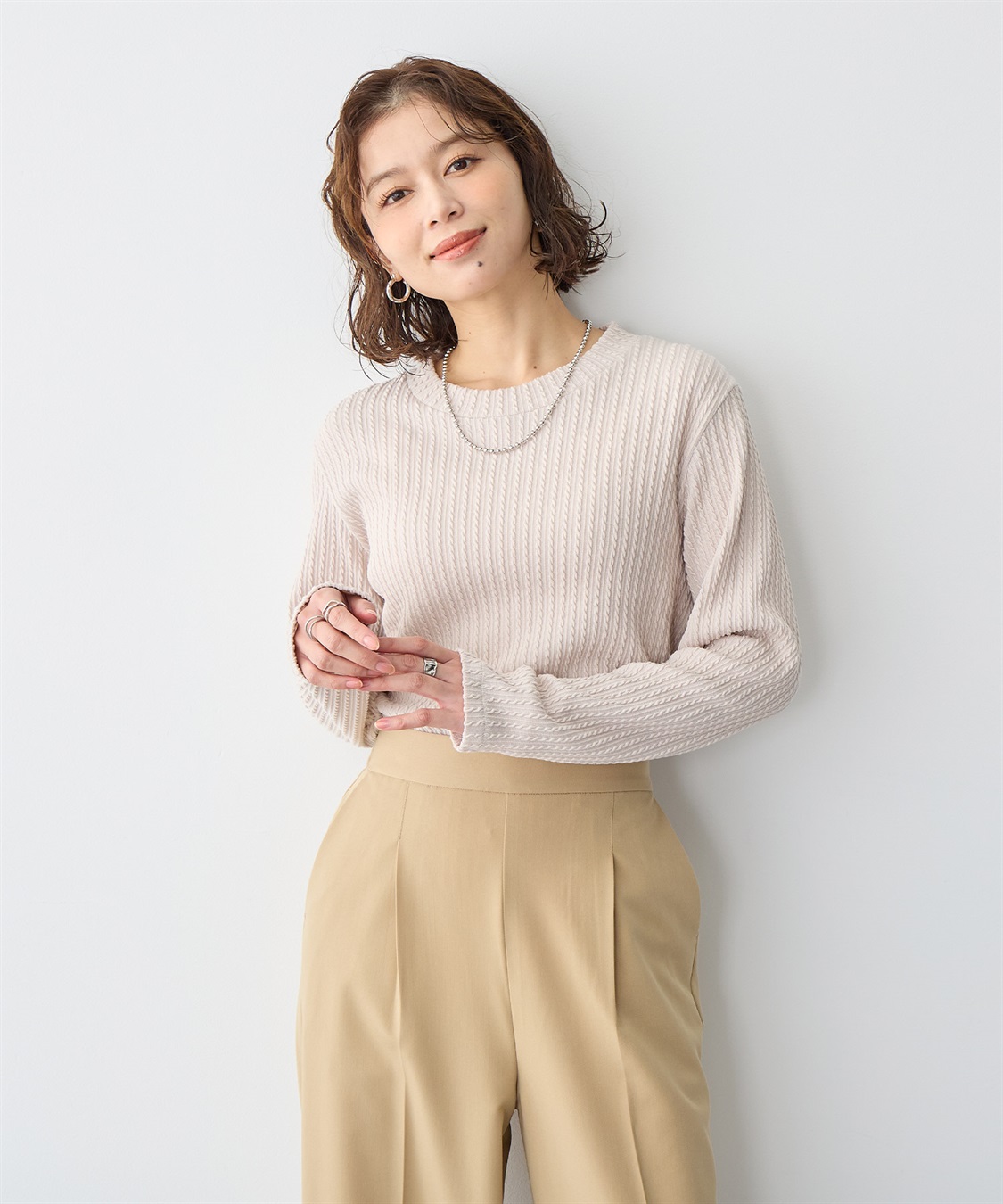 anyfee 【anyfee/プラスサイズ】プチハイネックTシャツ_main