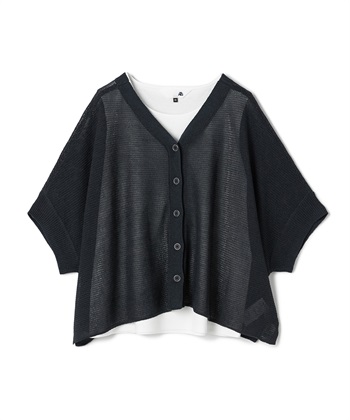 インナー付き半袖カーディガン(グレー-36（Ｍ）)