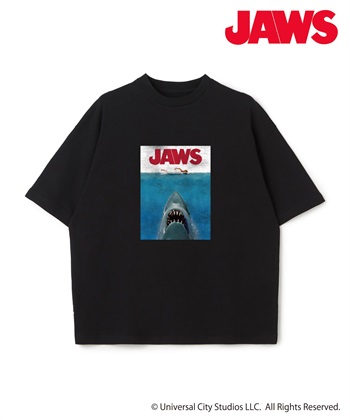 【JAWS/ジョーズ】ヴィンテージライクビッグシルエット半袖Tシャツ/ Over Harf Sleeve T-shirt《UNISEX》(ブラック-M)