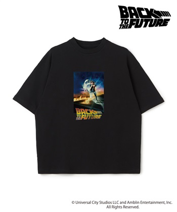 【BACK TO THE FUTURE/バック・トゥ・ザ・フューチャー】ヴィンテージライク半袖Tシャツ / Over Harf Sleeve T-shirt《UNISEX》(ブラック-M)