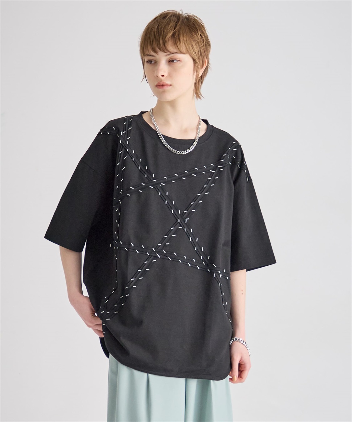 ATSURO TAYAMA スターモチーフライン入りTシャツ_variation_3