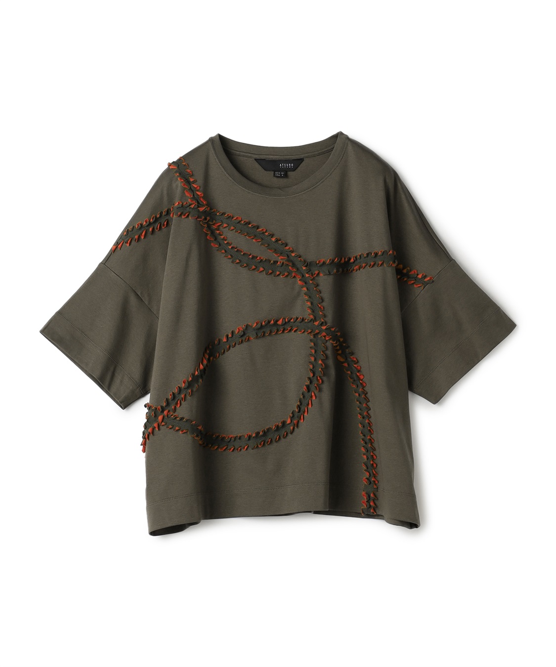 ATSURO TAYAMA カーブモチーフライン入りTシャツ_variation_3