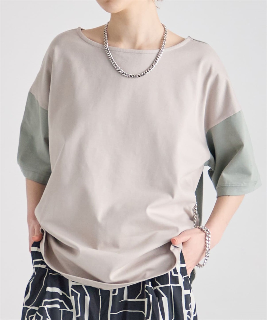 ATSURO TAYAMA チェーン付きドロップショルダーカットソー_variation_2