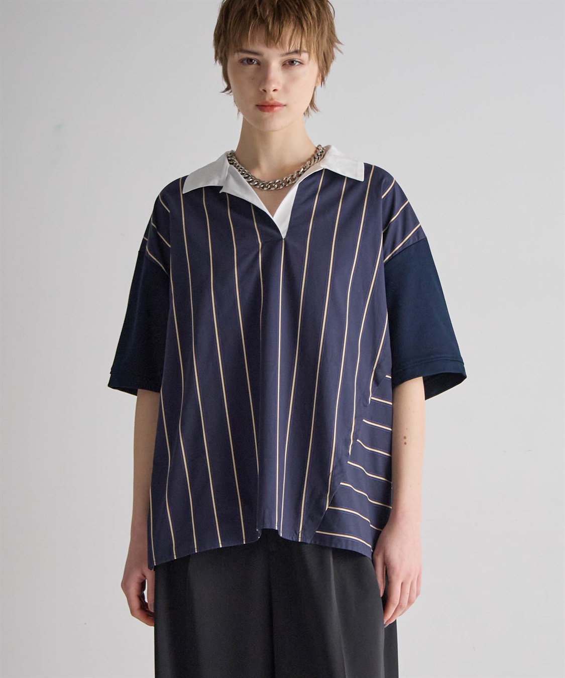 ATSURO TAYAMA ストライプ半袖ポンチシャツ_variation_2