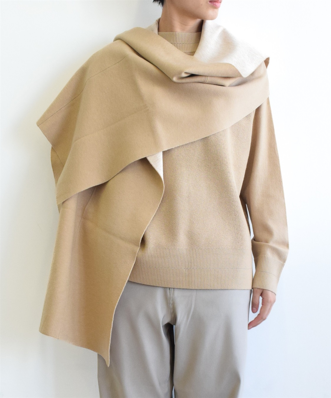 ATSURO TAYAMA 配色ストール付きニット_main