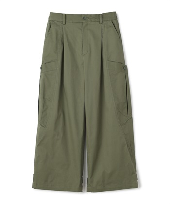 チノストレッチワイドパンツ(カーキ-36)
