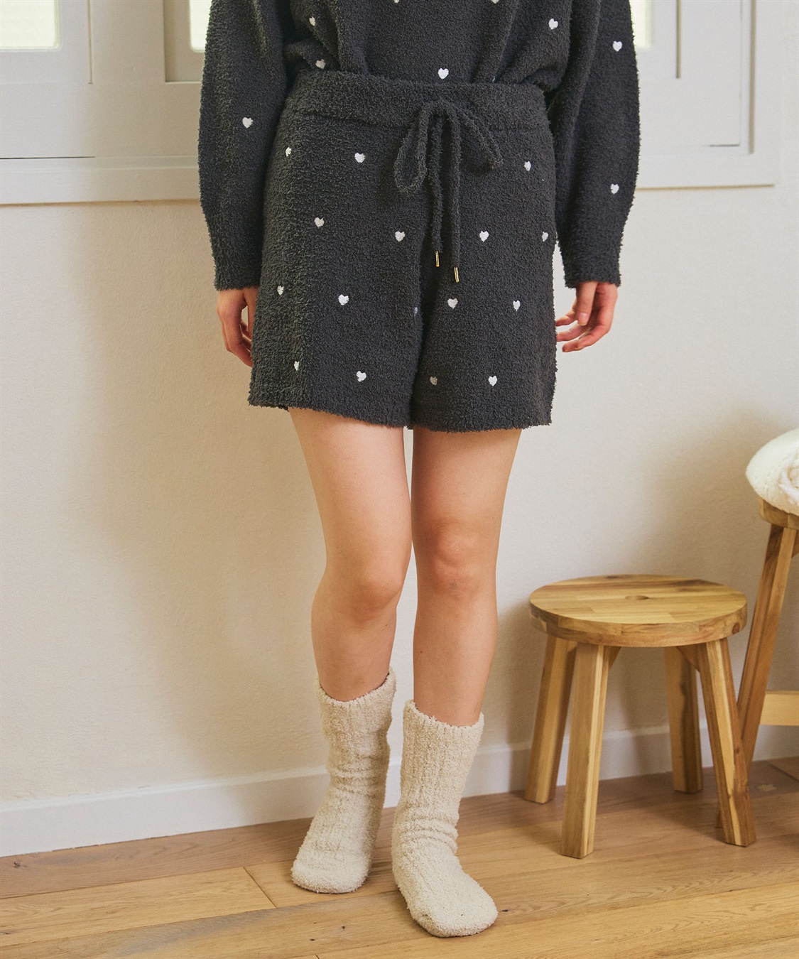LAFUKU 【LAFUKU/ラフク】もちふわマシュマロニットハートドット刺繍ショートパンツ/ルームウェア（上下別売り）_main