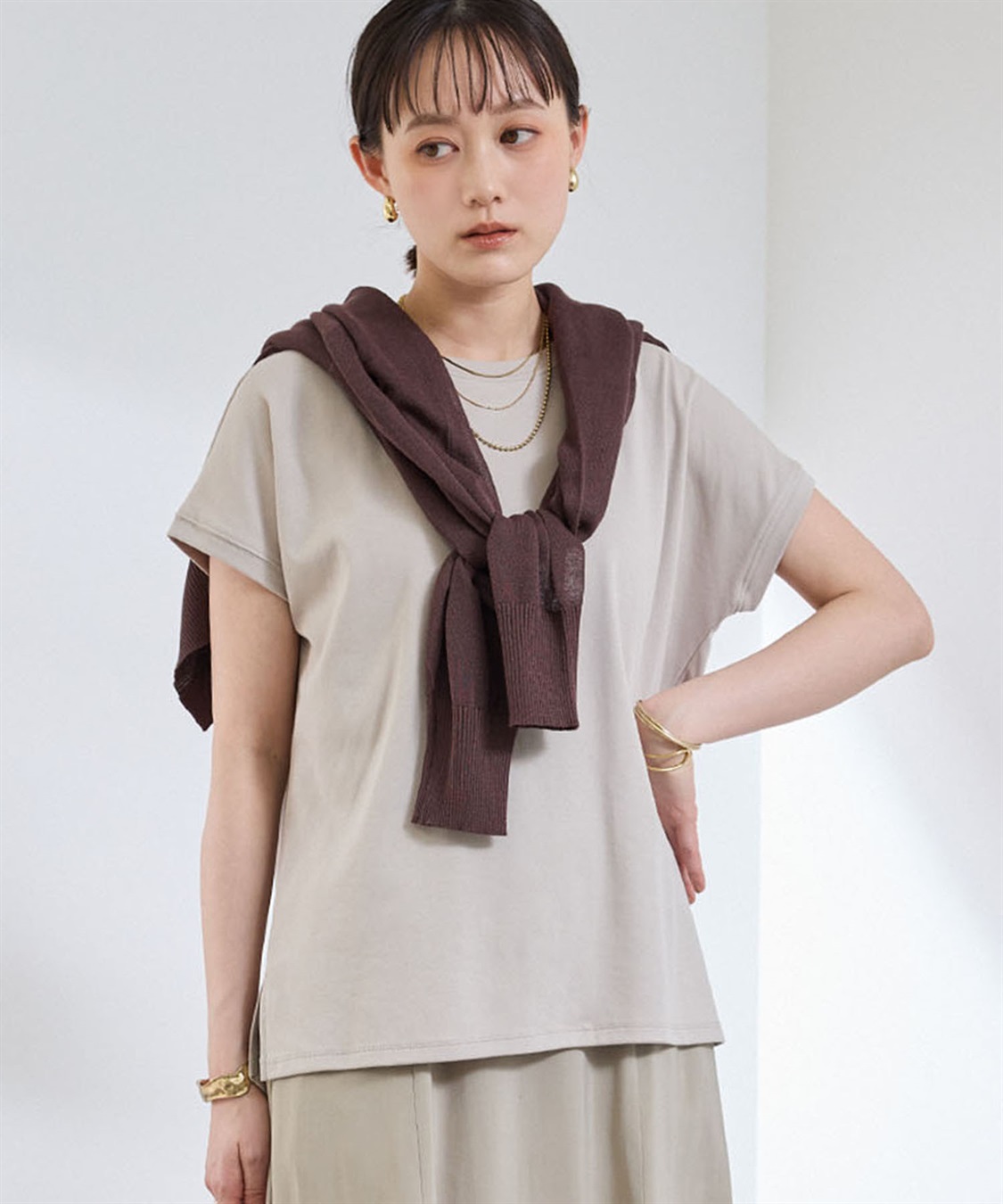 CROSS FUNCTION 《汗染み防止》エブ楽 天竺フレンチスリーブTシャツ_variation_4