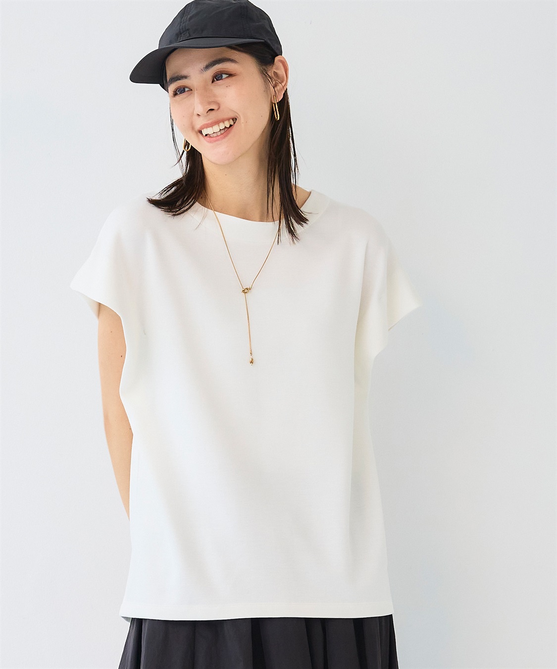 CROSS FUNCTION 《UV/接触冷感》エブ楽 なめらかダンボール フレンチスリーブドルマンTシャツ_main