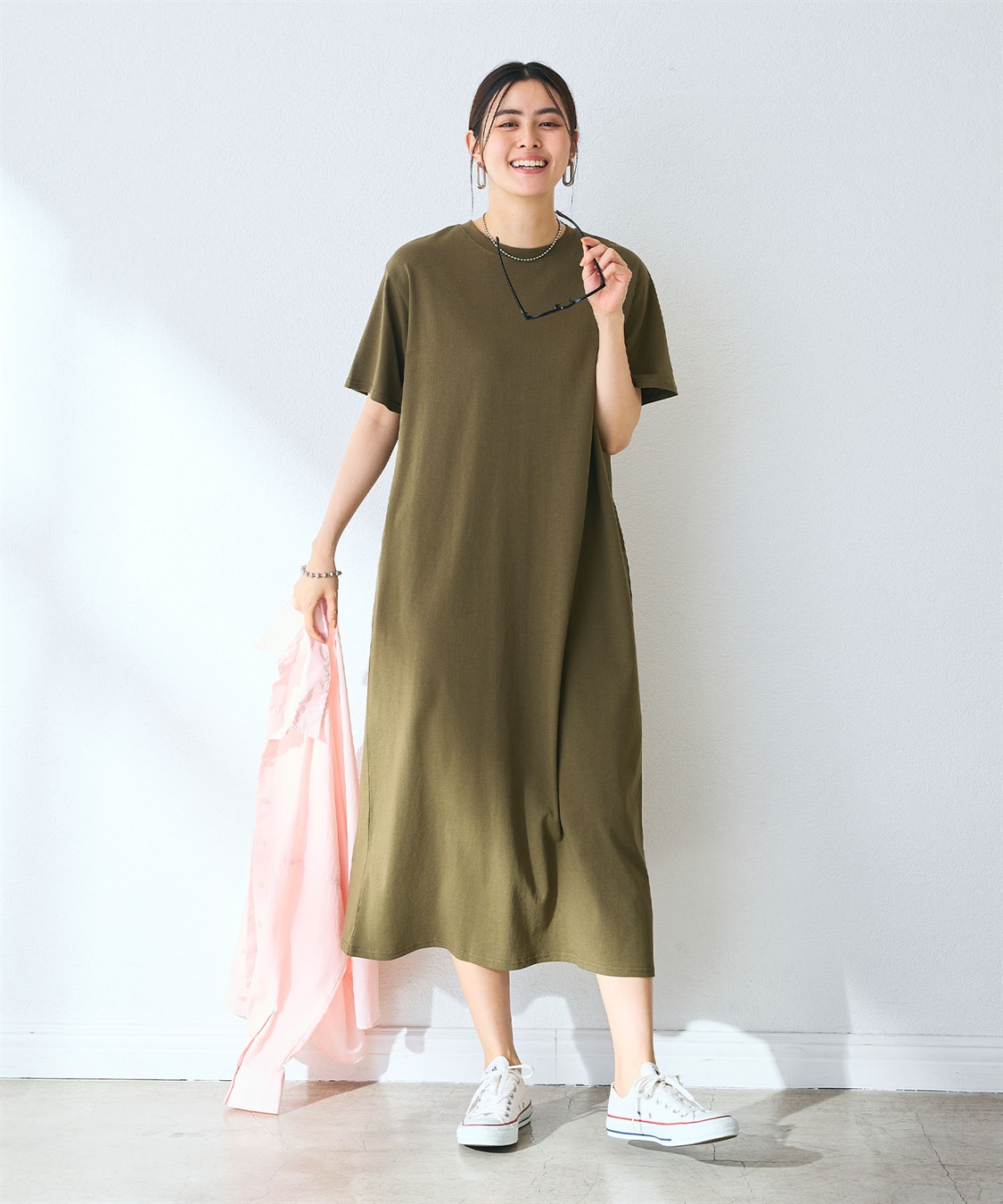 CROSS FUNCTION 《汗染み防止》バックスリットベーシックワンピース_main