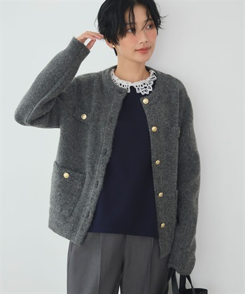 CROSS FUNCTION 《抗菌防臭》サマ美え 金釦ニットジャケット_variationthumb_2