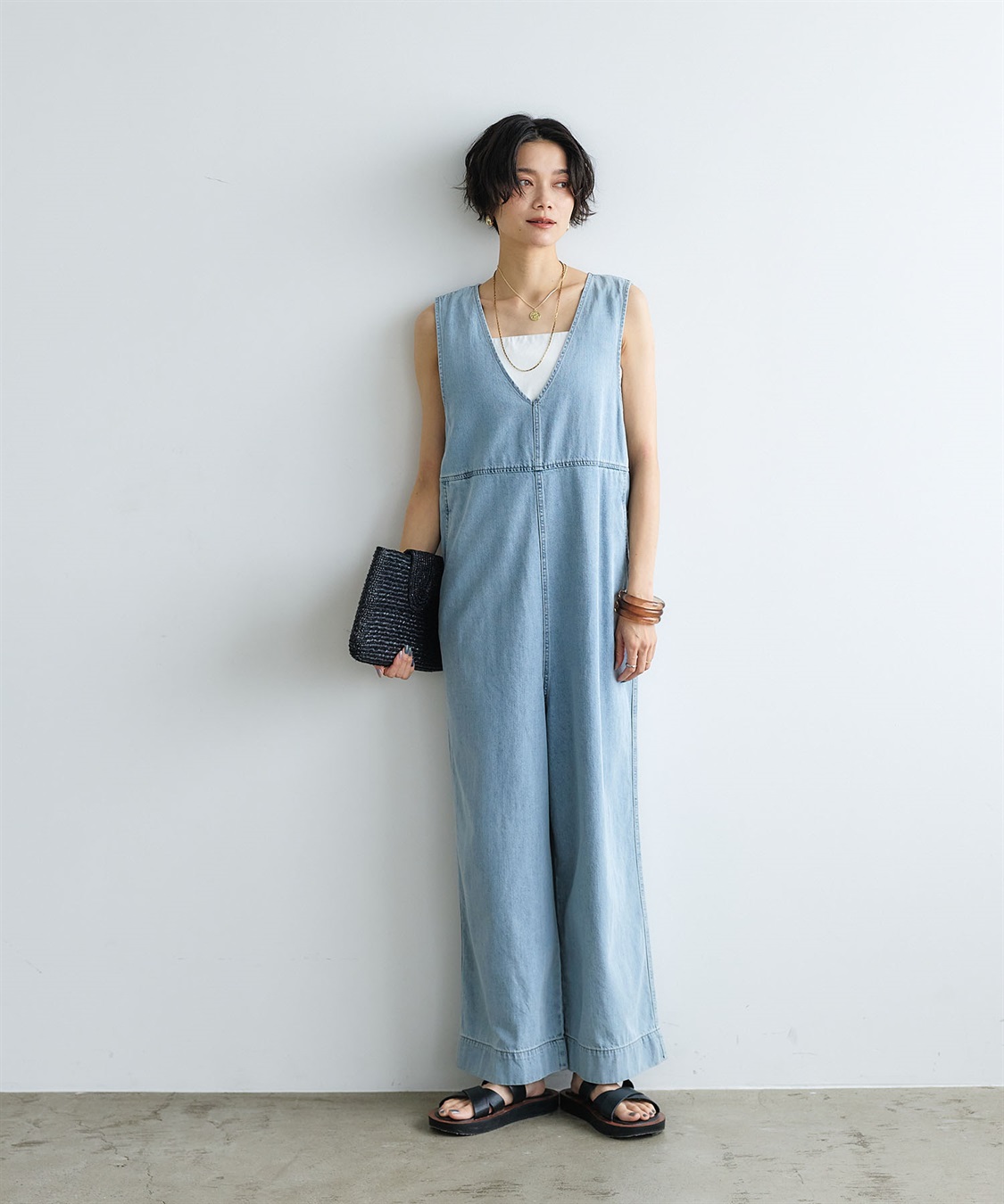 CROSS FUNCTION 《撥水》FRESH DENIM デニムルーズオールインワン_variation_1