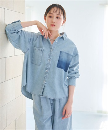 CROSS FUNCTION 《撥水》FRESH DENIM ポケットデザインデニムシャツ_variationthumb_2