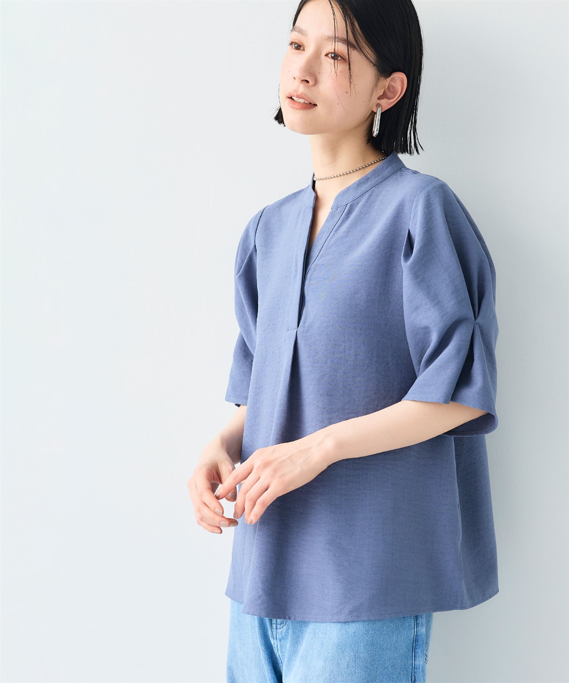 CROSS FUNCTION 《シワになりにくい》サマナチュラ リネンライクスキッパーブラウス_variation_3