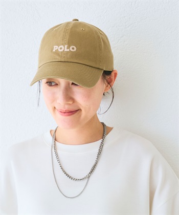 POLO ロゴ刺繍キャップ(ベージュ-フリー)