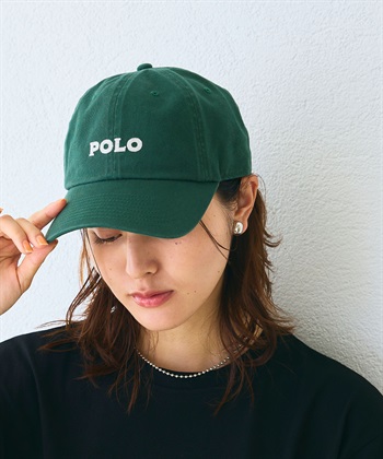 POLO ロゴ刺繍キャップ(ダークグリーン-フリー)