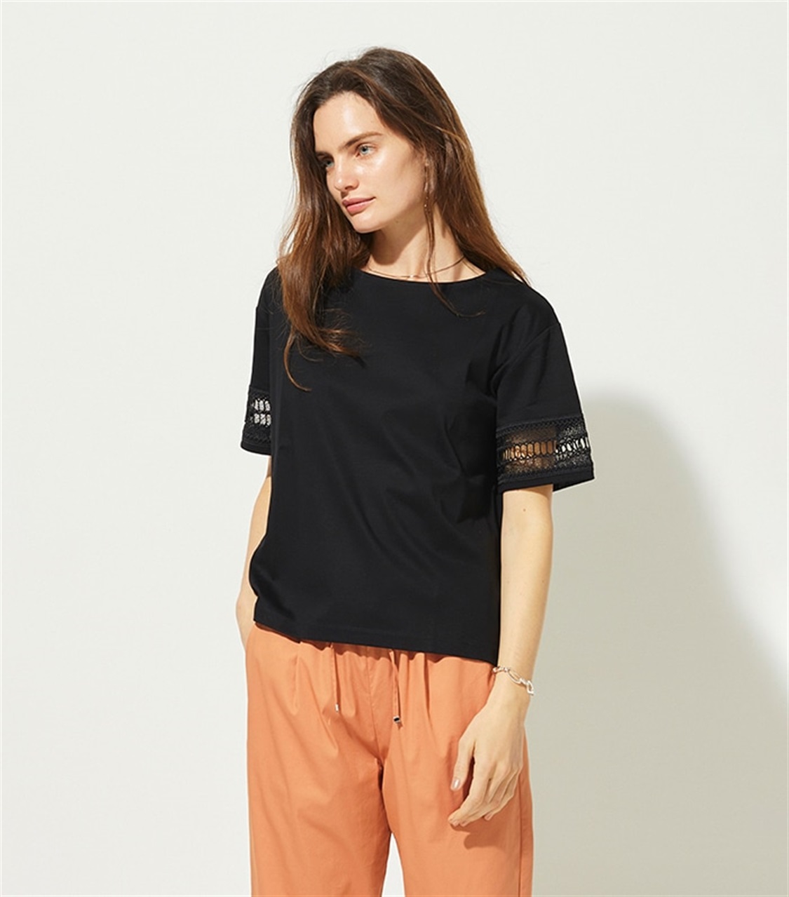 LE SOUK HOLIDAY 袖レースプルオーバーTシャツ_sub_3