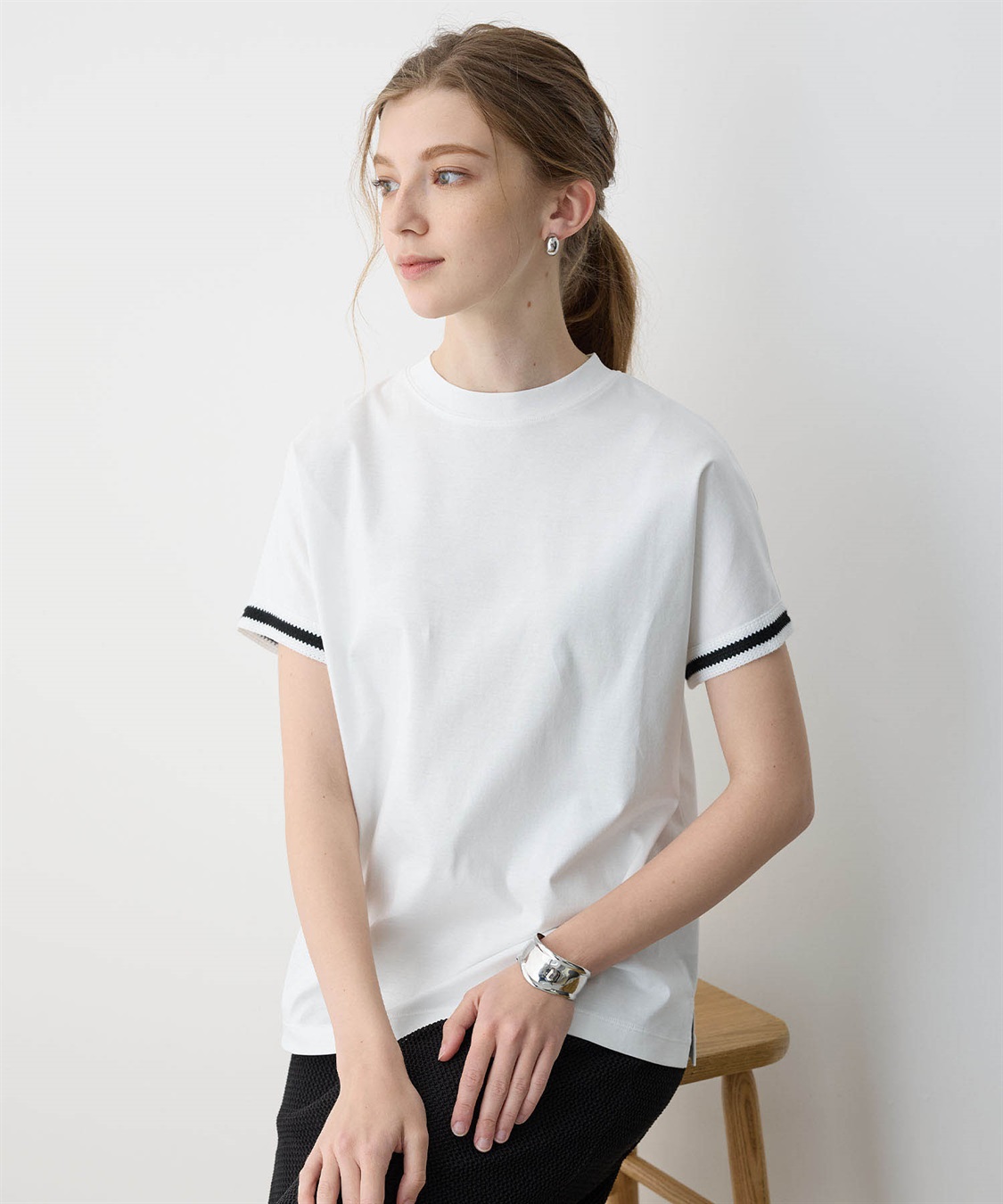 LE SOUK HOLIDAY ラインモックネックTシャツ【接触冷感】_sub_9
