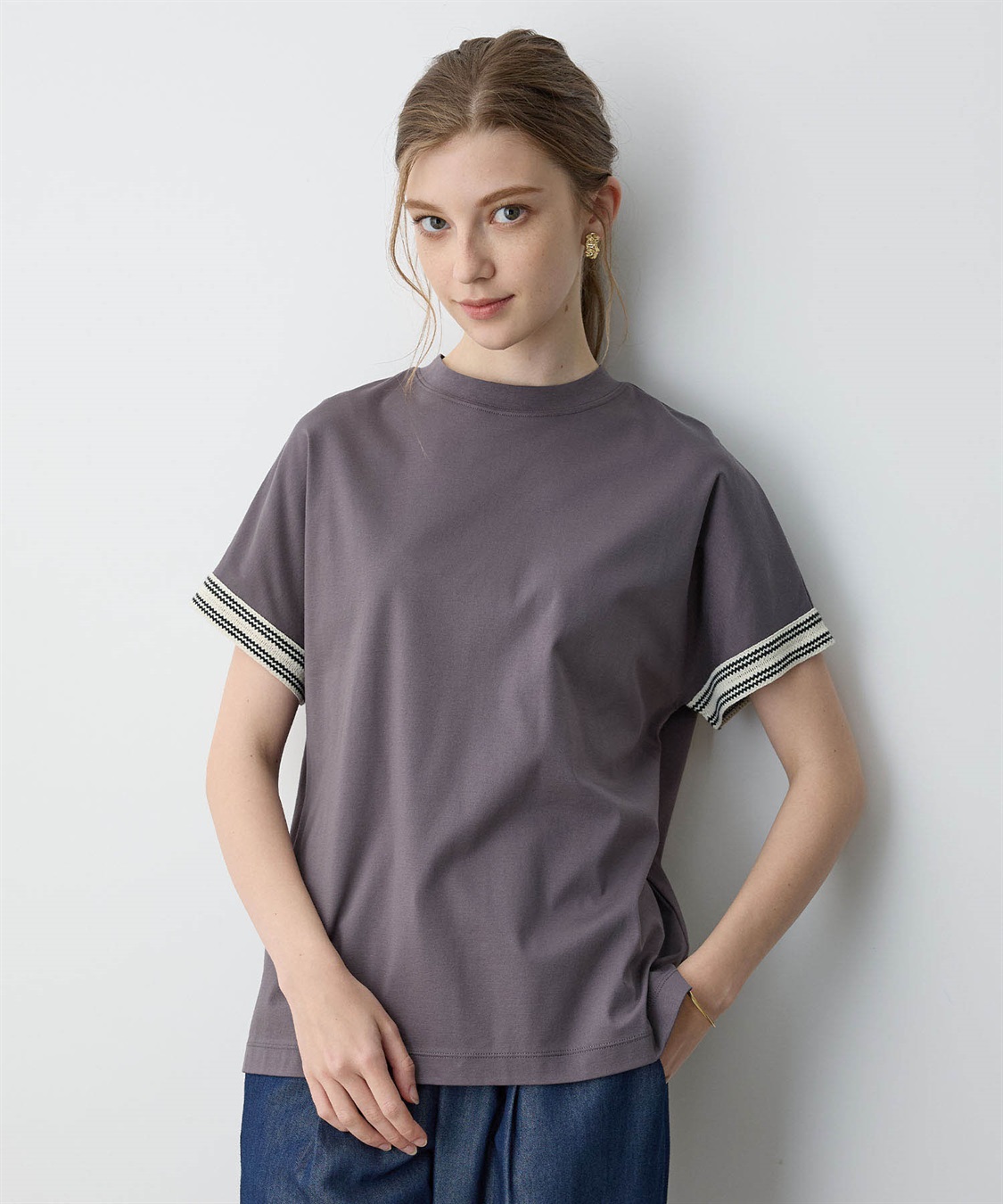 LE SOUK HOLIDAY ラインモックネックTシャツ【接触冷感】_sub_12