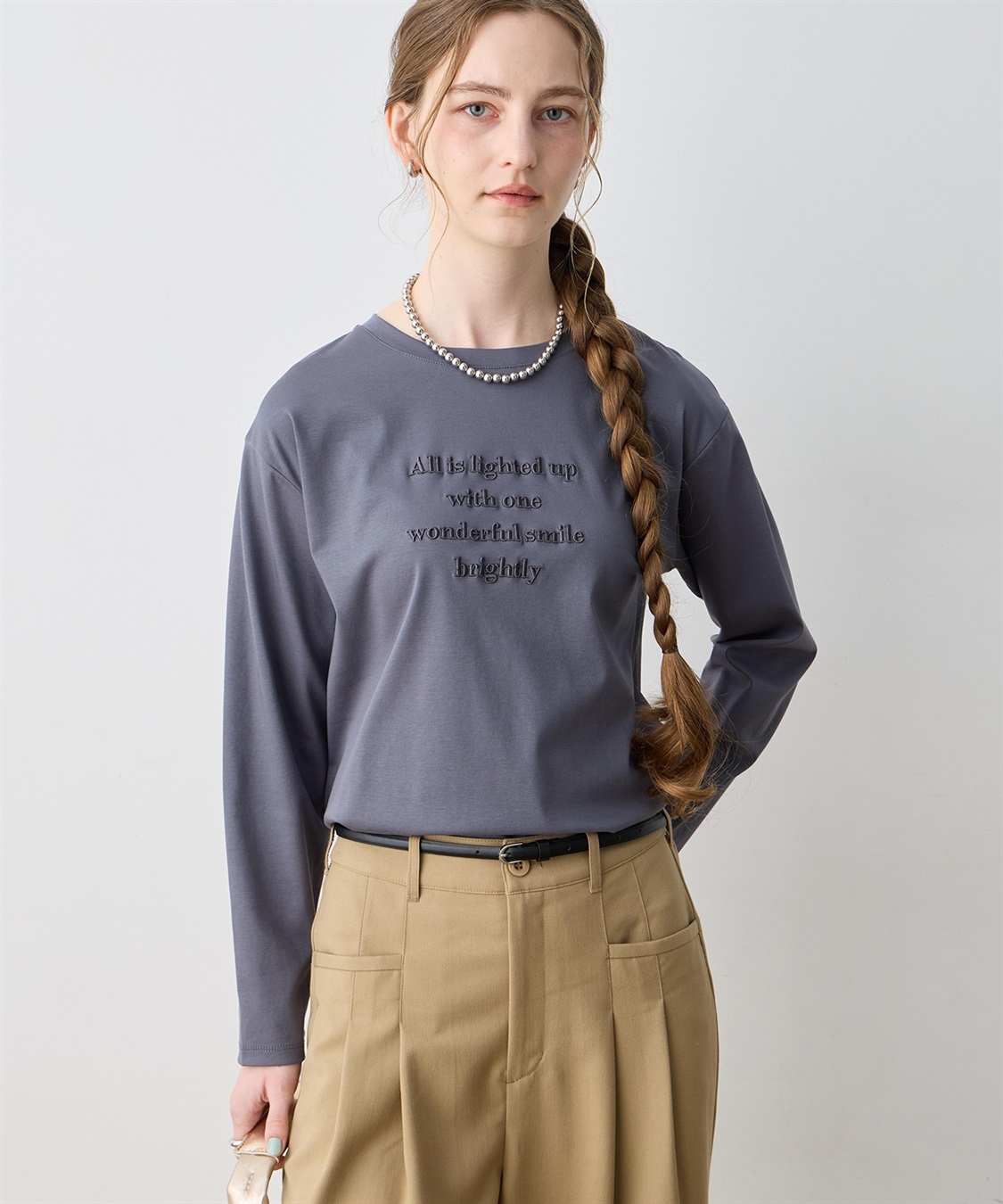LE SOUK HOLIDAY 刺しゅうロングＴシャツ【接触冷感】_sub_1