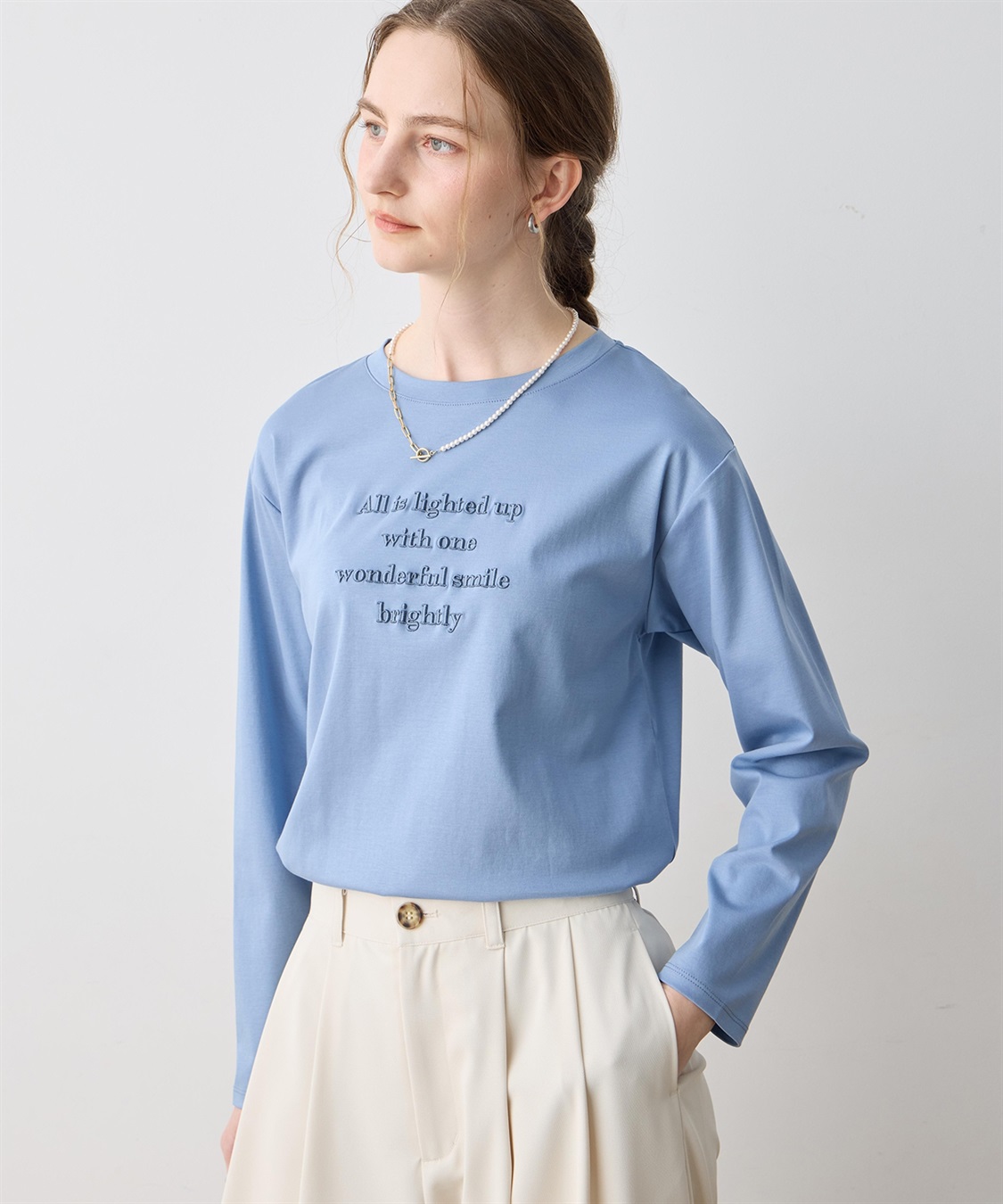 LE SOUK HOLIDAY 刺しゅうロングＴシャツ【接触冷感】_sub_3